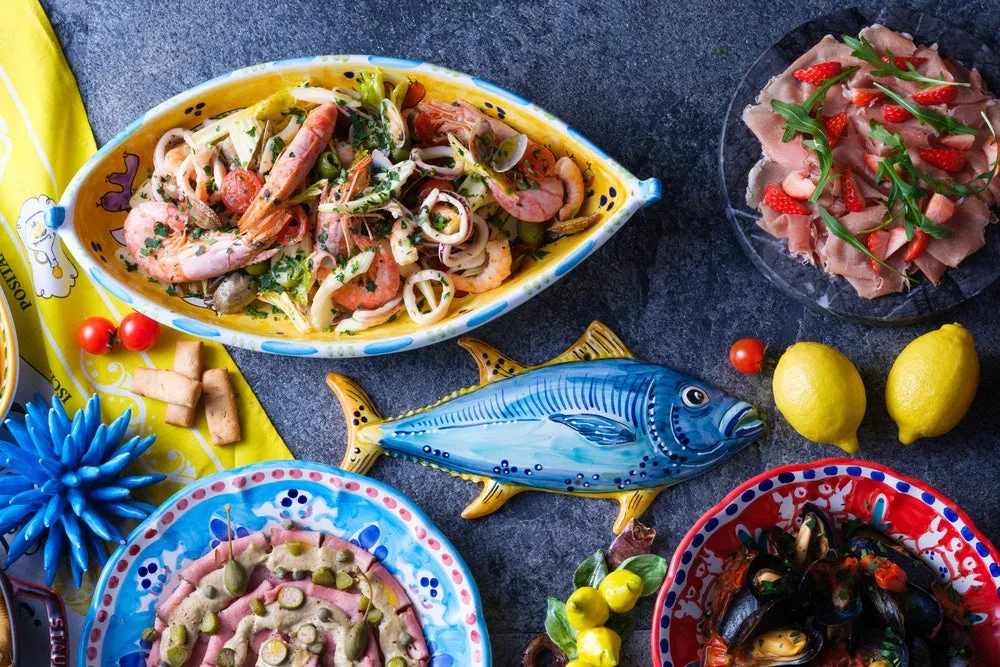 Sicilian-inspired seafood and prosciutto appetizers