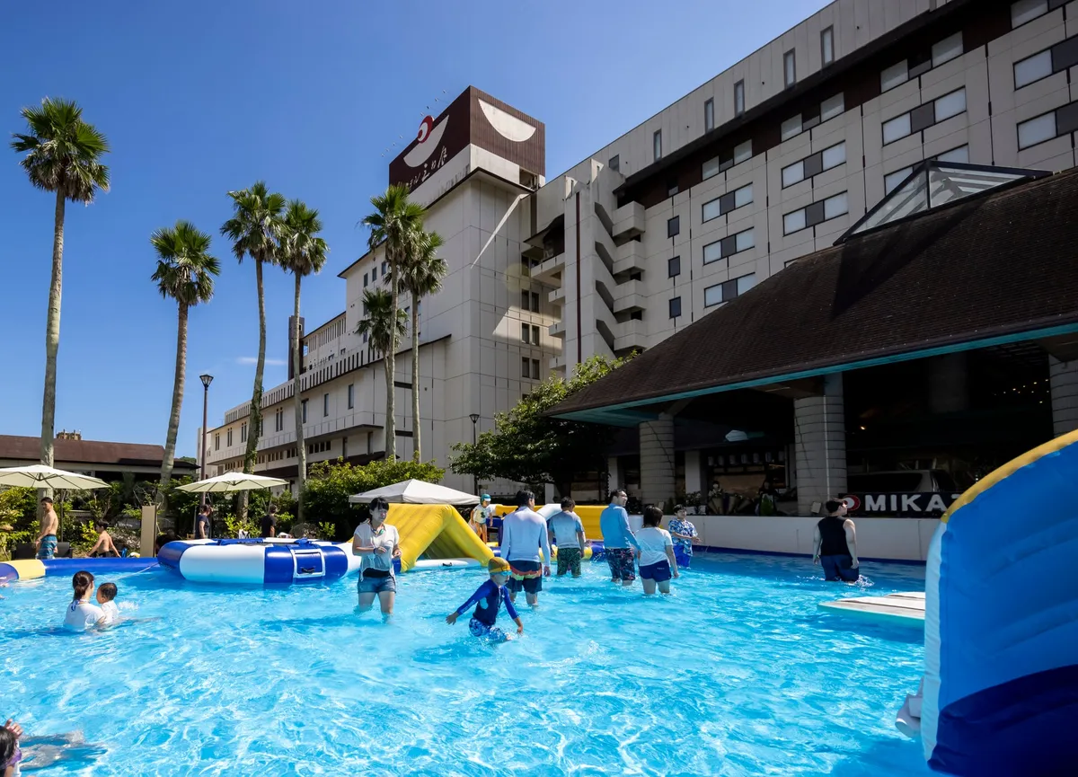 Hotel exterior and pool area