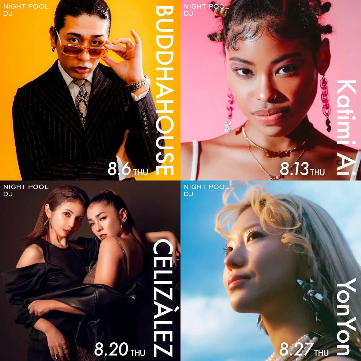 Lineup of DJs for Night Pool sessions