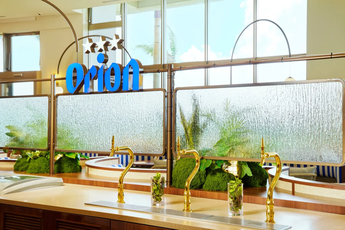 Orion beer taps at the buffet restaurant