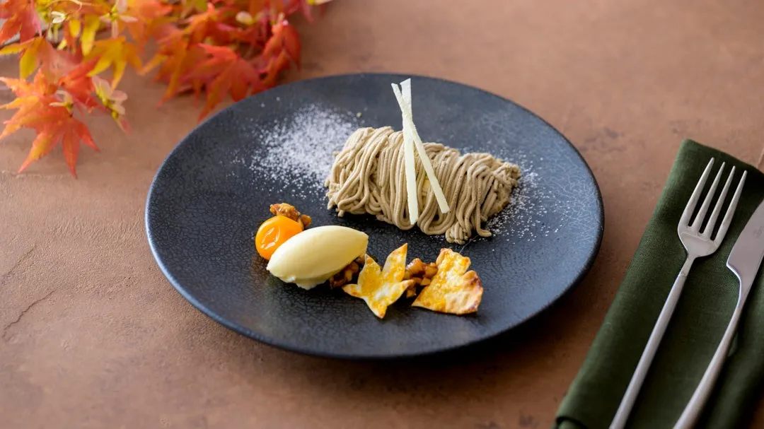 Hojicha mont blanc dessert