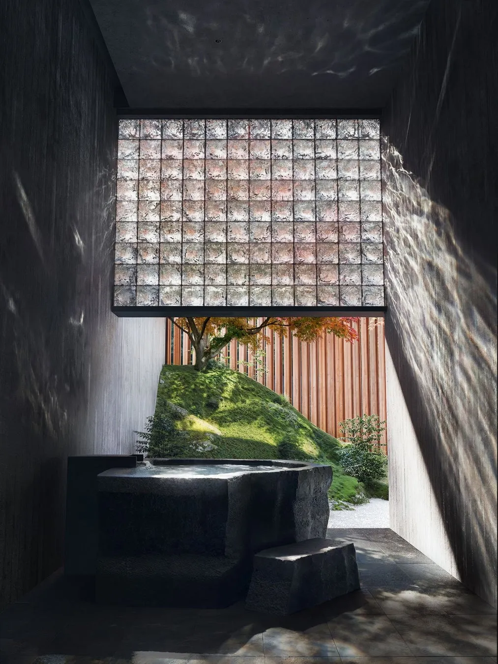 Private stone onsen bath