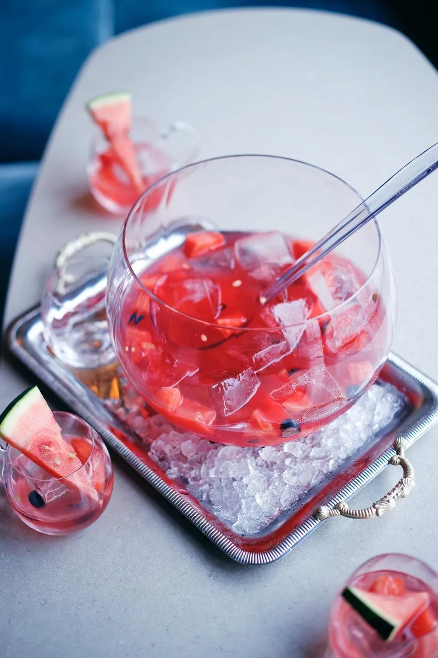Overhead view of watermelon punch
