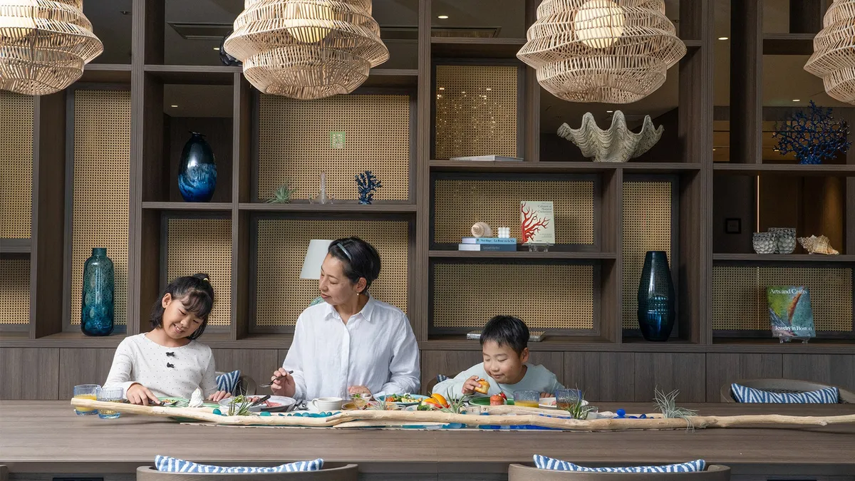 Family dining in the lounge