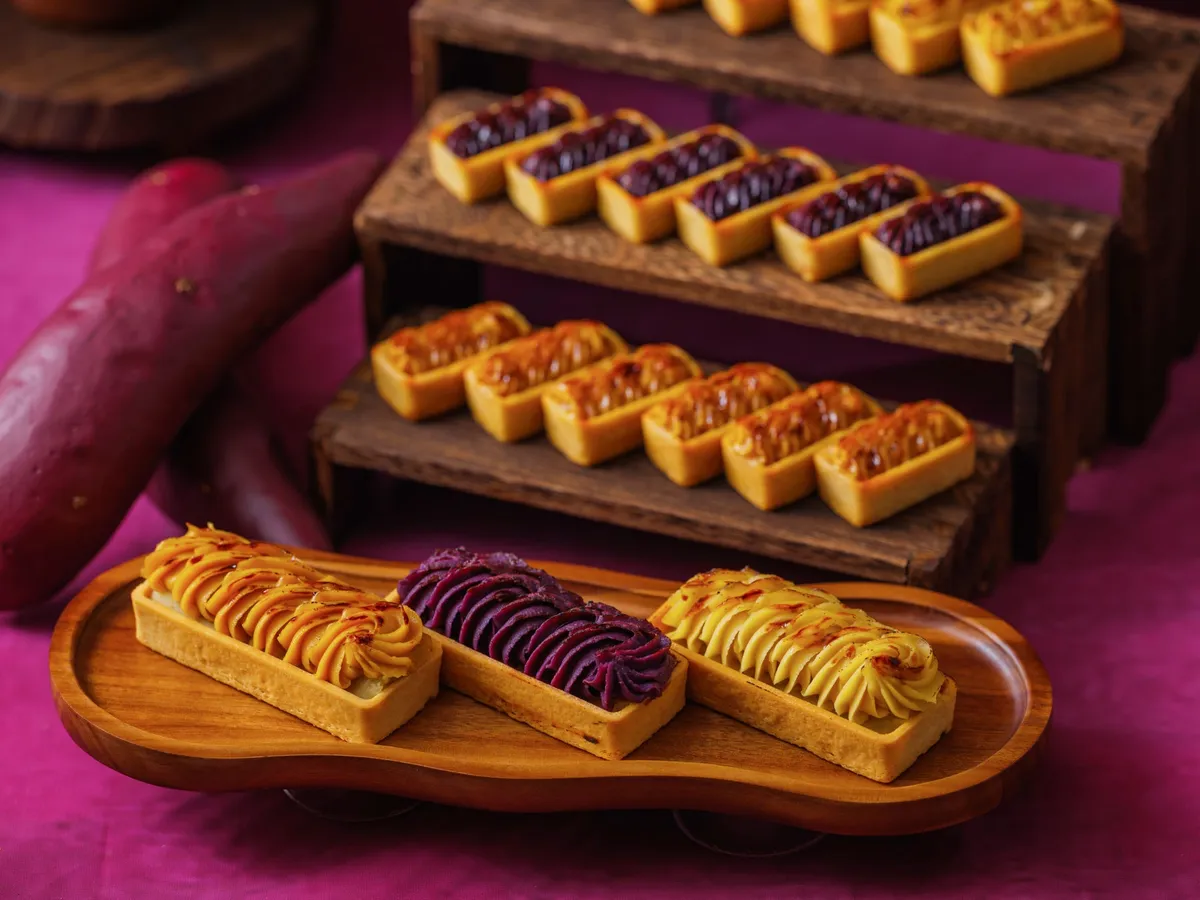 Three varieties of sweet potato tarts