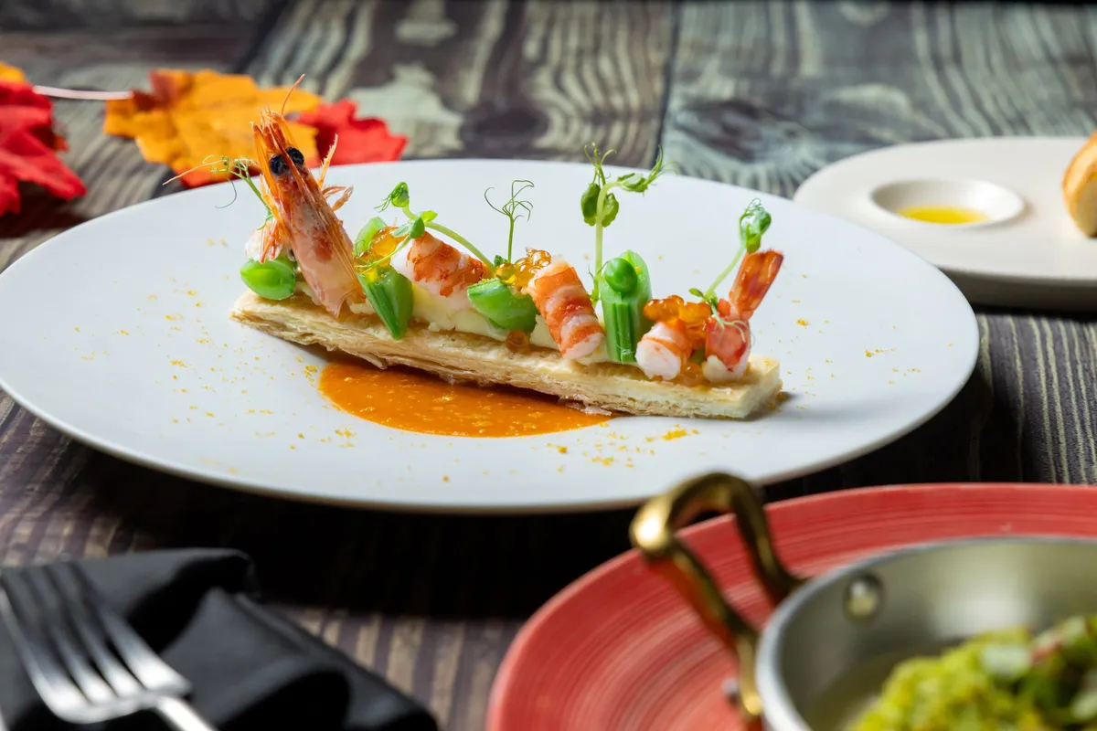 Shrimp and pastry appetizer