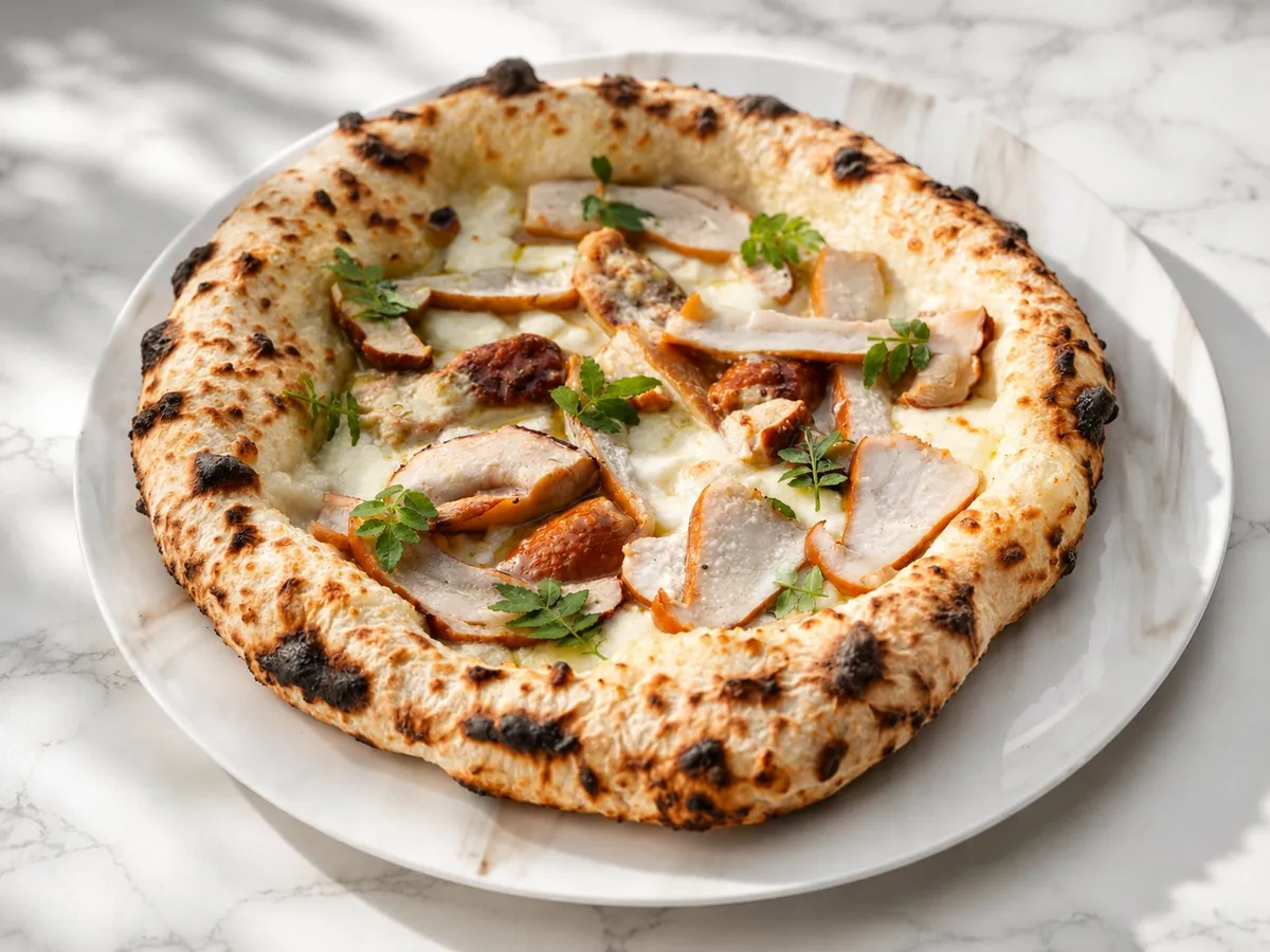 Cep mushroom pizza made with Nara wheat