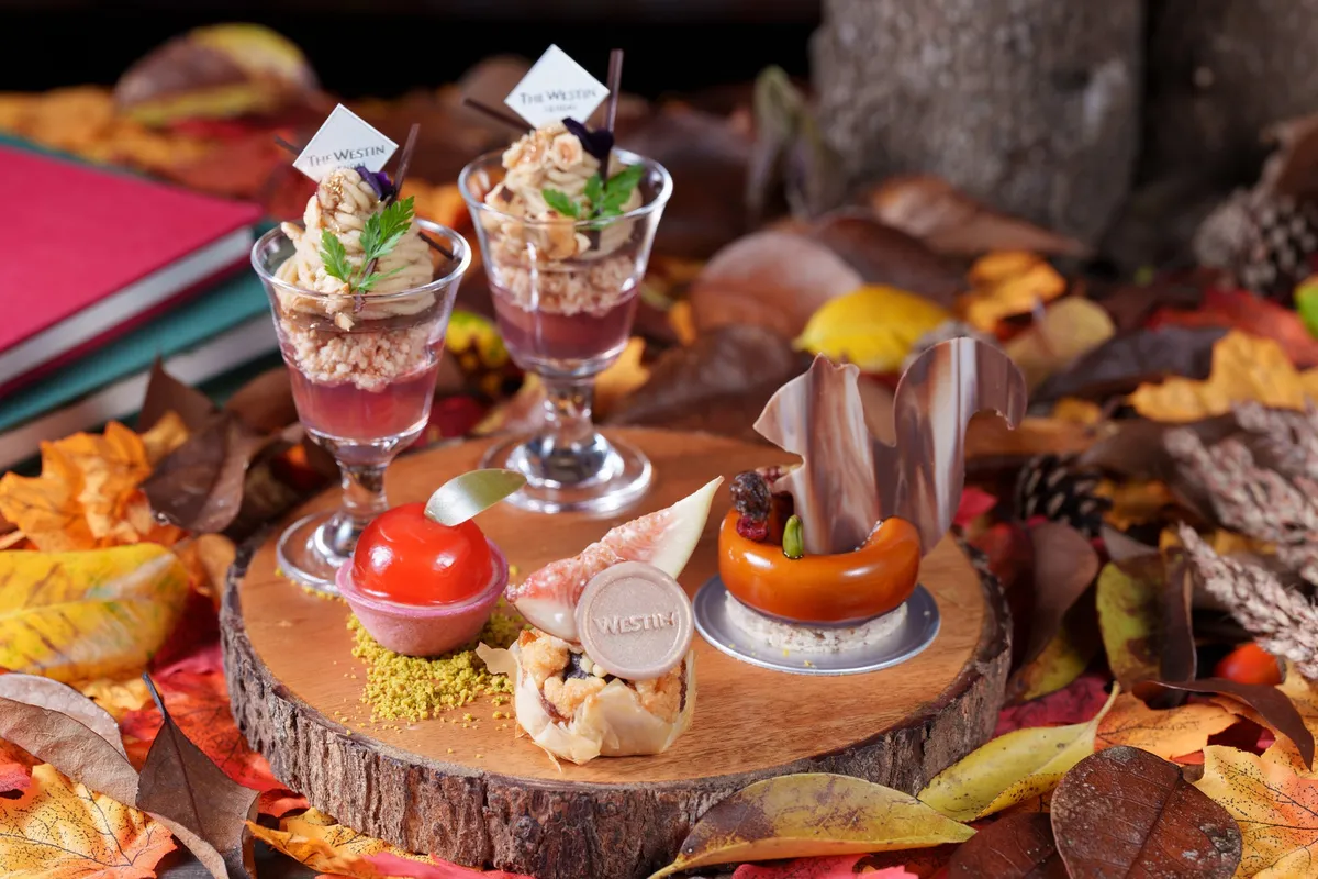 Mont blanc parfaits and apple-themed tarts