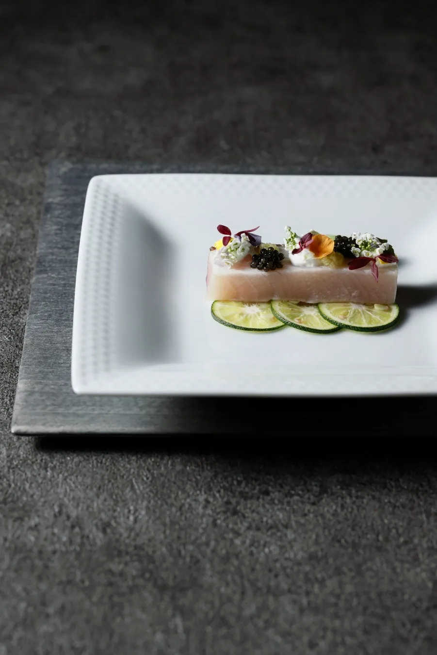 White fish with caviar