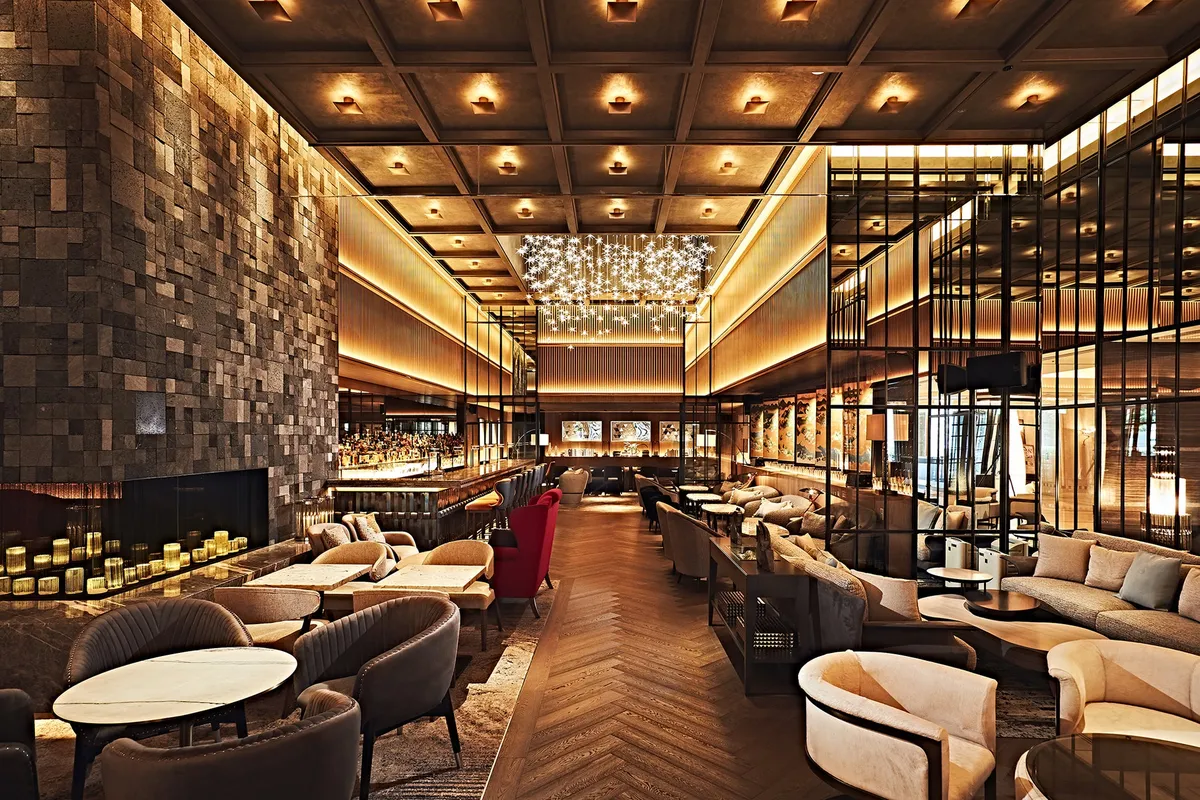Interior of the Hudson Lounge with high ceilings